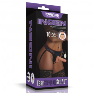 страпон с вибрацией и регулируемым поясом "vibrating easy strapon", lovetoy
