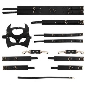 набор бдсм "red leather knight gold buckle set"
