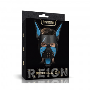Маска для ролевых БДСМ-игр со съёмным намордником и языком "Rebellion Reign Scarred Alpha Pup Mask", Lovetoy
