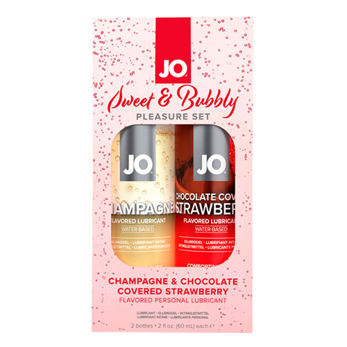 набор съедобных лубрикантов jo - sweet & bubbly set champagne & chocolate covered strawberry