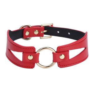 Ошейник с поводком Leather Collar + Gold Chain Traction