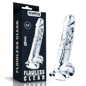 прозрачный фаллоимитатор с присоской "flawless clear dildo 7.5''", lovetoy