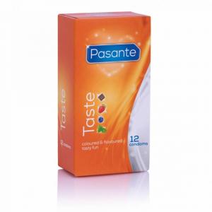 оральные цветные презервативы с четырьмя вкусами “taste”, pasante