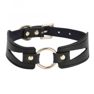 Ошейник с поводком Leather Collar + Gold Chain Traction