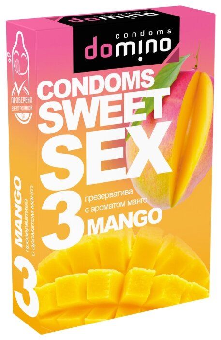 domino sweet sex, презерватив оральный, вкус mango