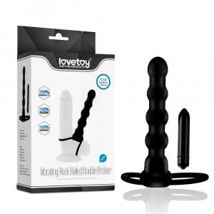 насадка на член для двойного проникновения с вибрацией "dual spark", lovetoy