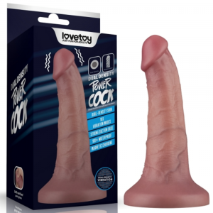 реалистичный вибратор с жёсткой основой и мягким покрытием "dual density power cock", lovetoy