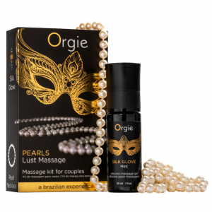 массажное масло + ожерелье  orgie pearl lust massage