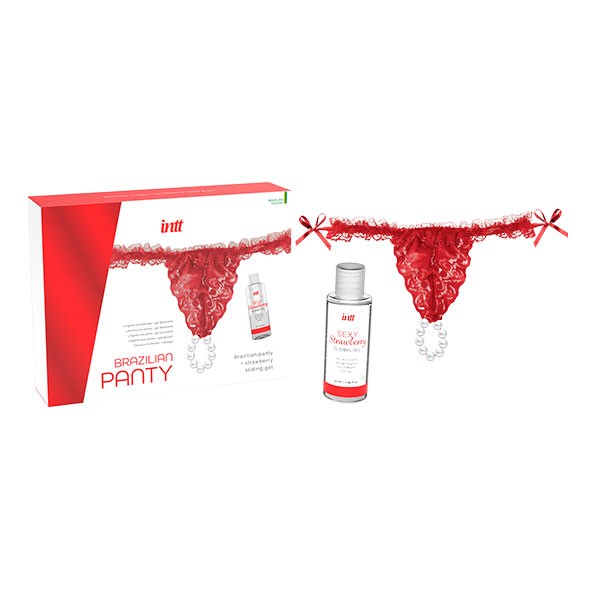 набор intt brazilian panty, трусики + гель с клубничным вкусом