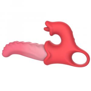вибратор-кролик с имитацией языка и ручкой-кольцом "octo tongue"