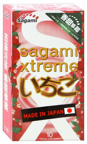 презервативы sagami xtreme strawberry с ароматом клубники 