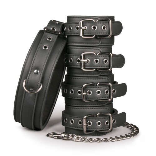 fetish set with collar, ankle- and wrist cuffs набор бдсм