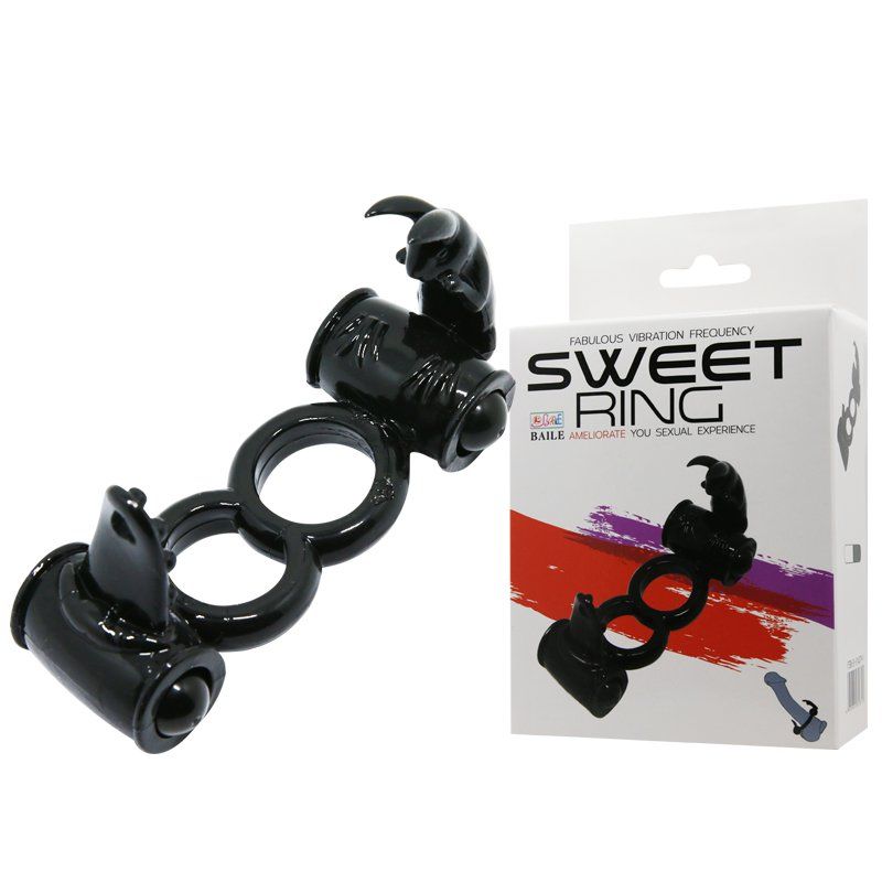 двойное эрекционное кольцо "sweet ring-2" с вибрацией