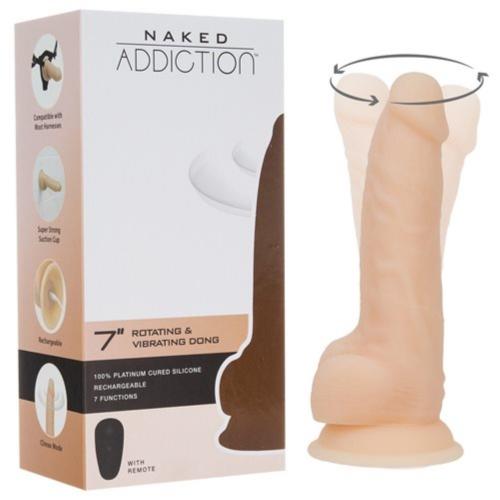 донг naked addiction realistic rotating dildo with remote control